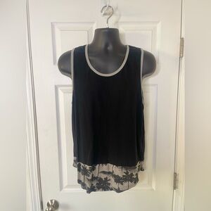 Carbon Asymmetrical Black and White Sleeveless Tank Top